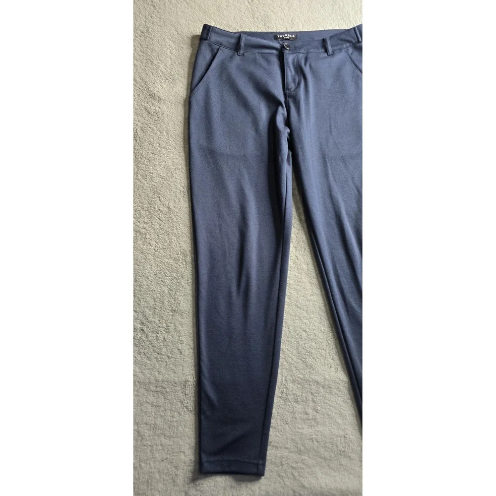 YoungLA Pants Mens 32X32 (32X28) Navy Blue Dapper Dress Athletic Stretch #614